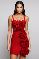 Serela Hollow Out Flowers Bandage Mini Dress