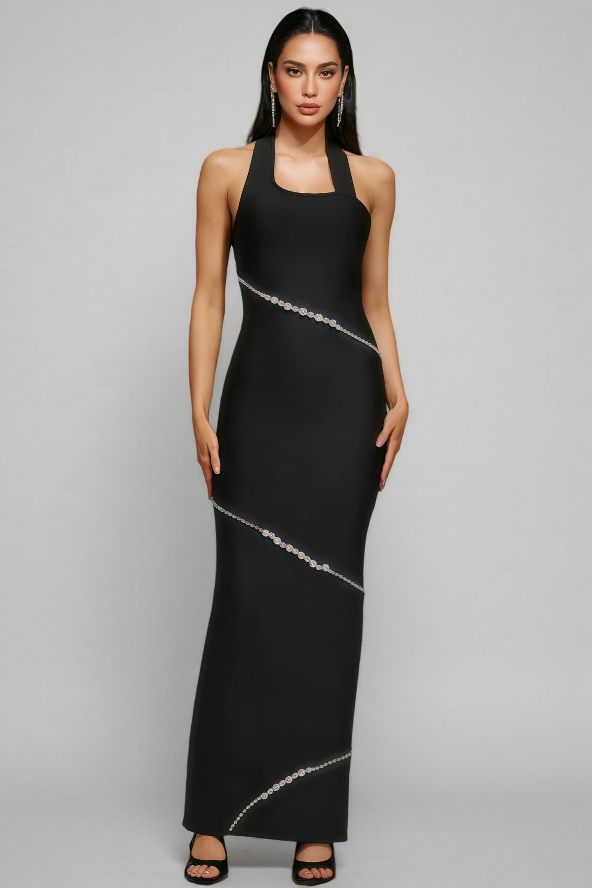 Conrad Halter Diamond Maxi Dress