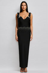 Ternan V-Neck Bow Bandage Maxi Dress