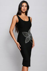 Lolic Diamond Flowers Bandage Midi Dress