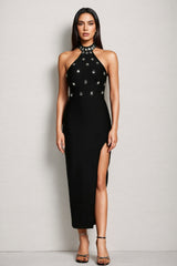 Weirdo Sleeveless Diamond Slit Bandage Midi Dress