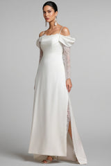 Verdad Off-The-Shoulder Lace Slit Maxi Dress
