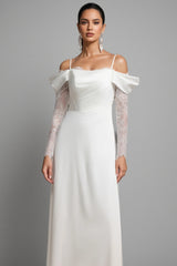 Verdad Off-The-Shoulder Lace Slit Maxi Dress