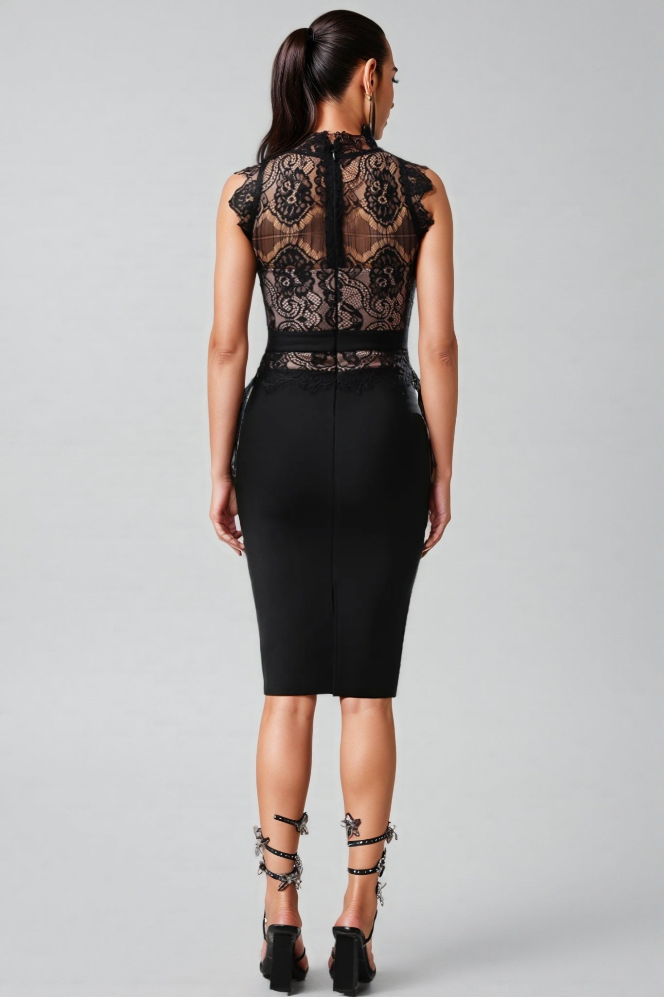 lace bandage bodycon dress Green Sexy Elegant Knee Length Lace Bandage Bodycon Bandage Dress