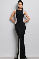 Imane Diamond Fish Tail Bandage Maxi Dress