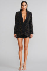 Ryraza Rhinestone Argyle Blazer