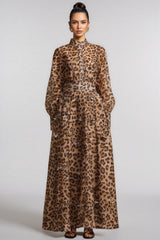 Jayleen Flowers Leopard Print Top Maxi Dress Set