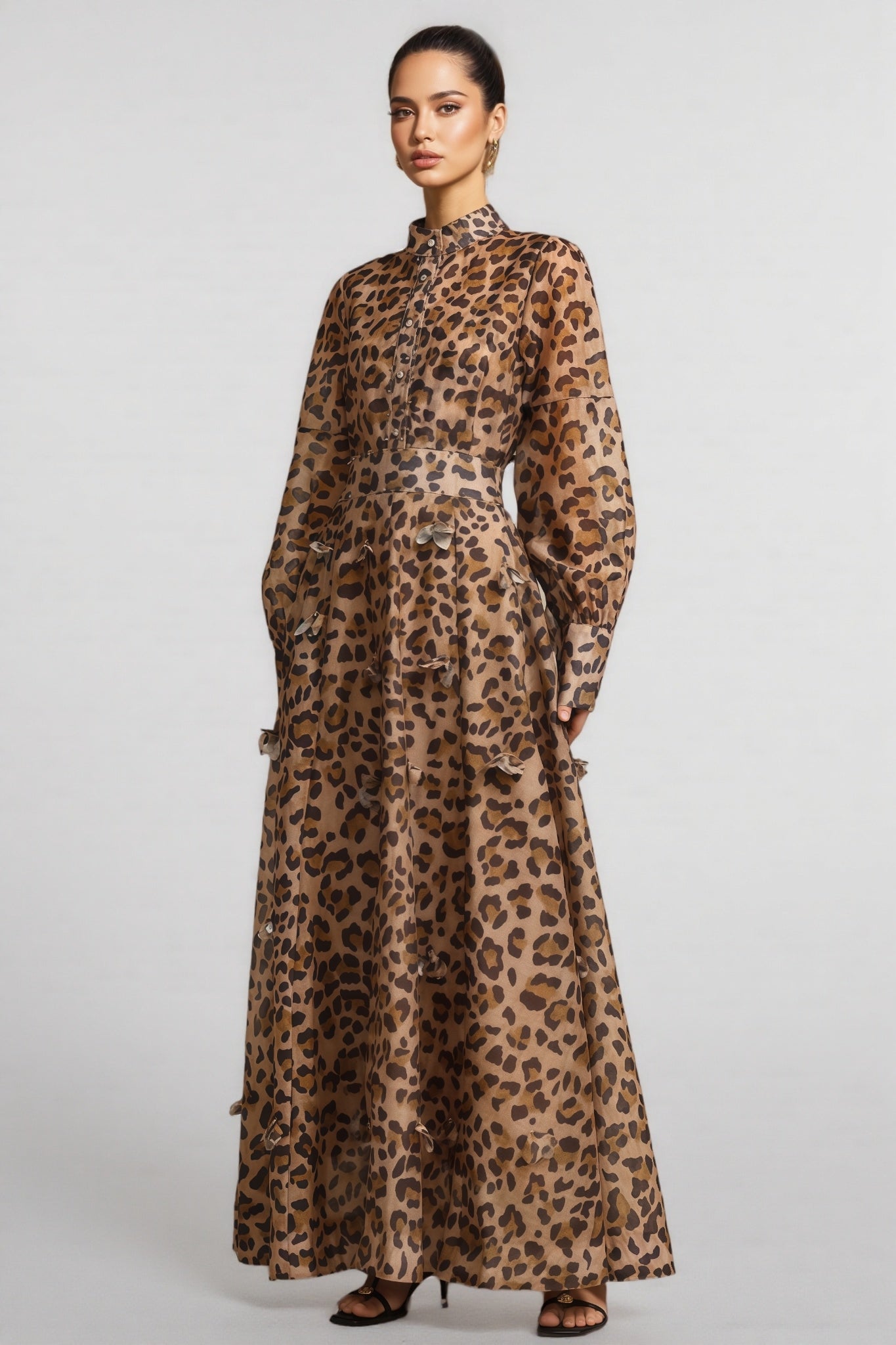 Jayleen Flowers Leopard Print Top Maxi Dress Set