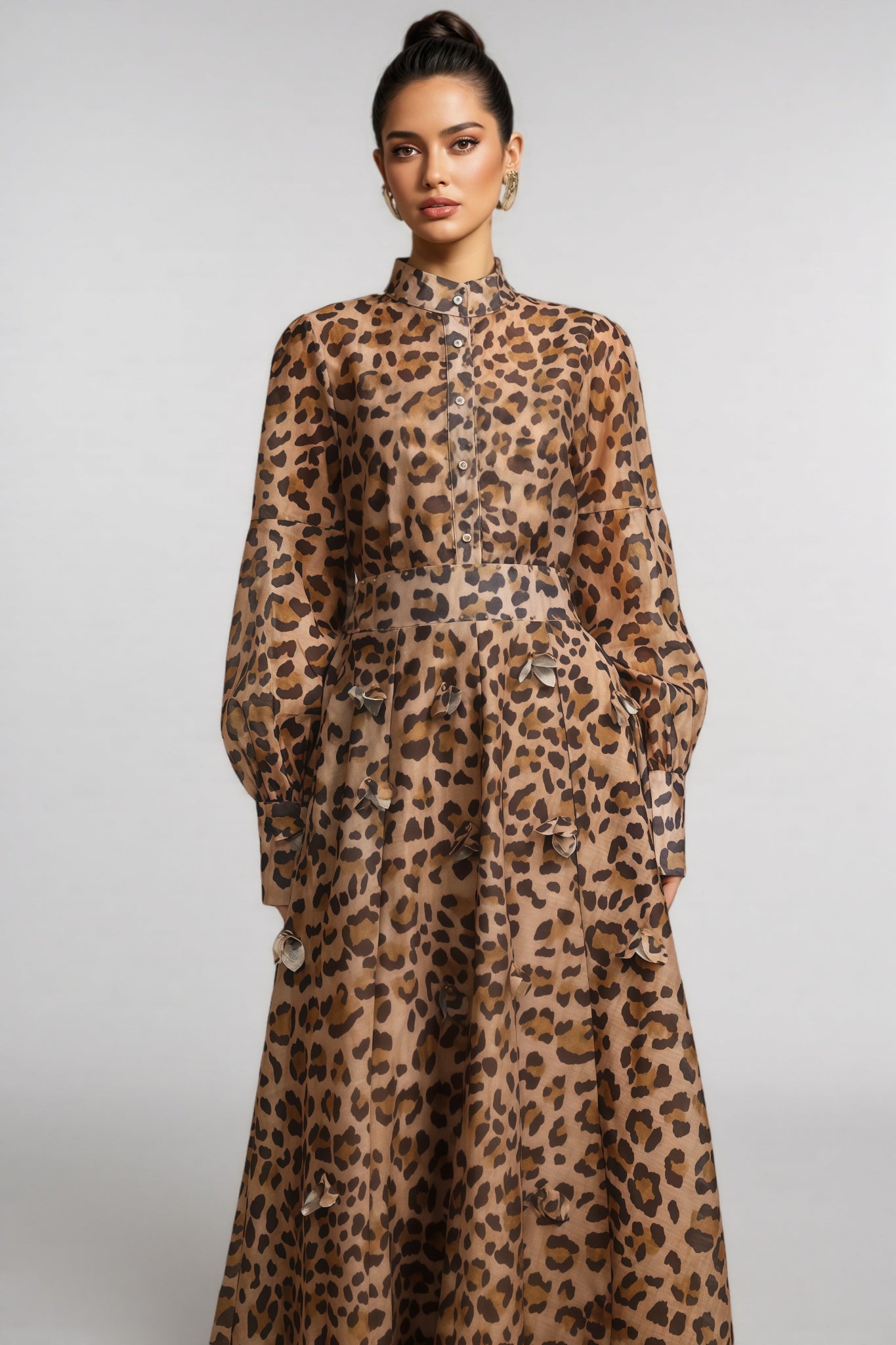 Jayleen Flowers Leopard Print Top Maxi Dress Set