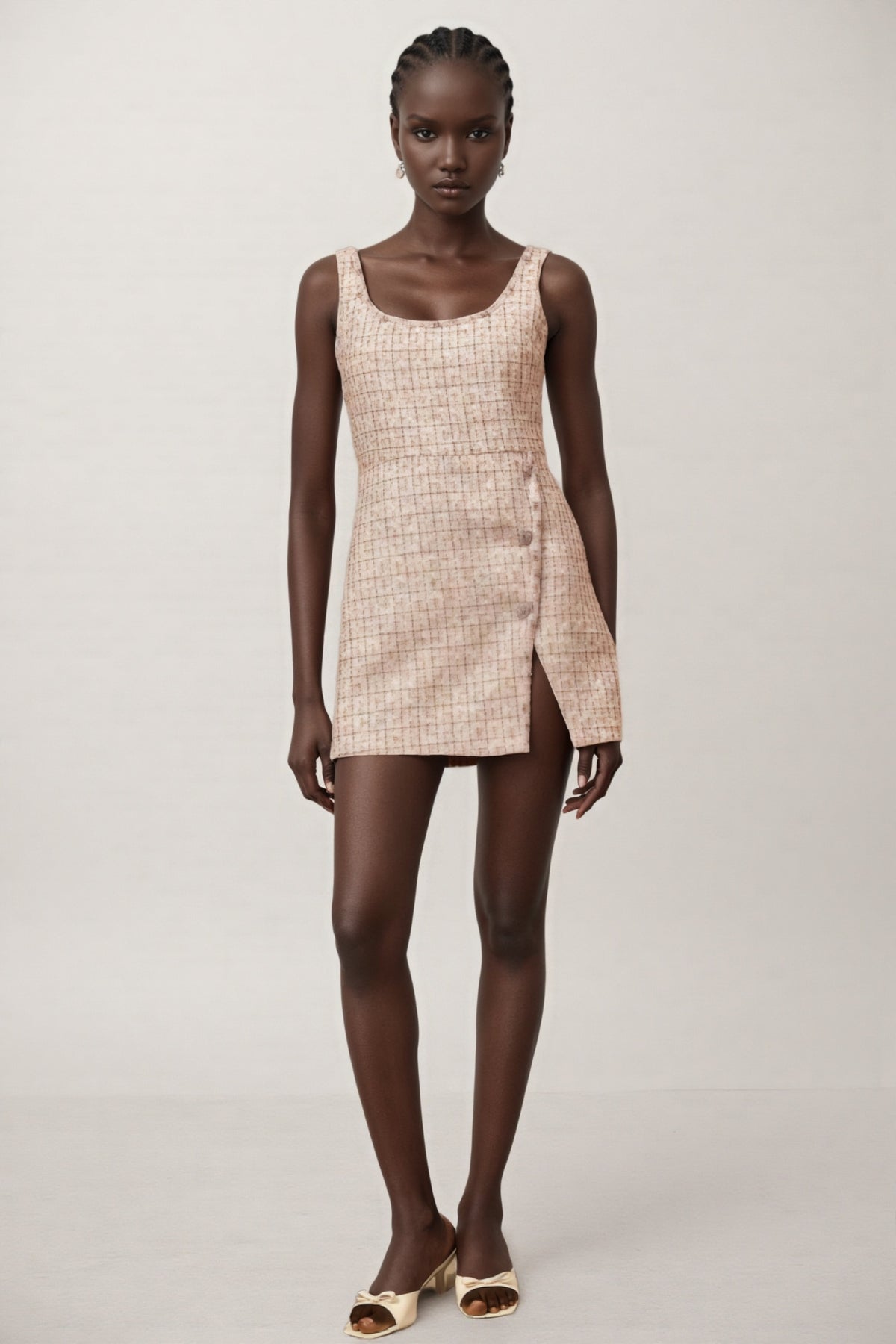 Huxle Pink Embellished Tweed Mini Dress