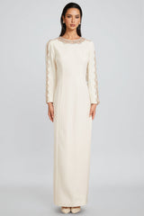 Esmed White Beaded and Diamond Maxi Dress