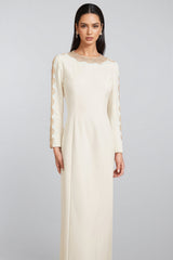 Esmed White Beaded and Diamond Maxi Dress