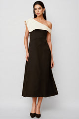 Felicie Color Block Asymmetrical Midi Dress