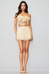 Therese White Floral Tulle Mini Dress Set
