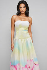 Rexor Strapless Floral Print Maxi Dress