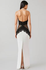 Kellan Crepe And Lace Open Back Maxi Dress