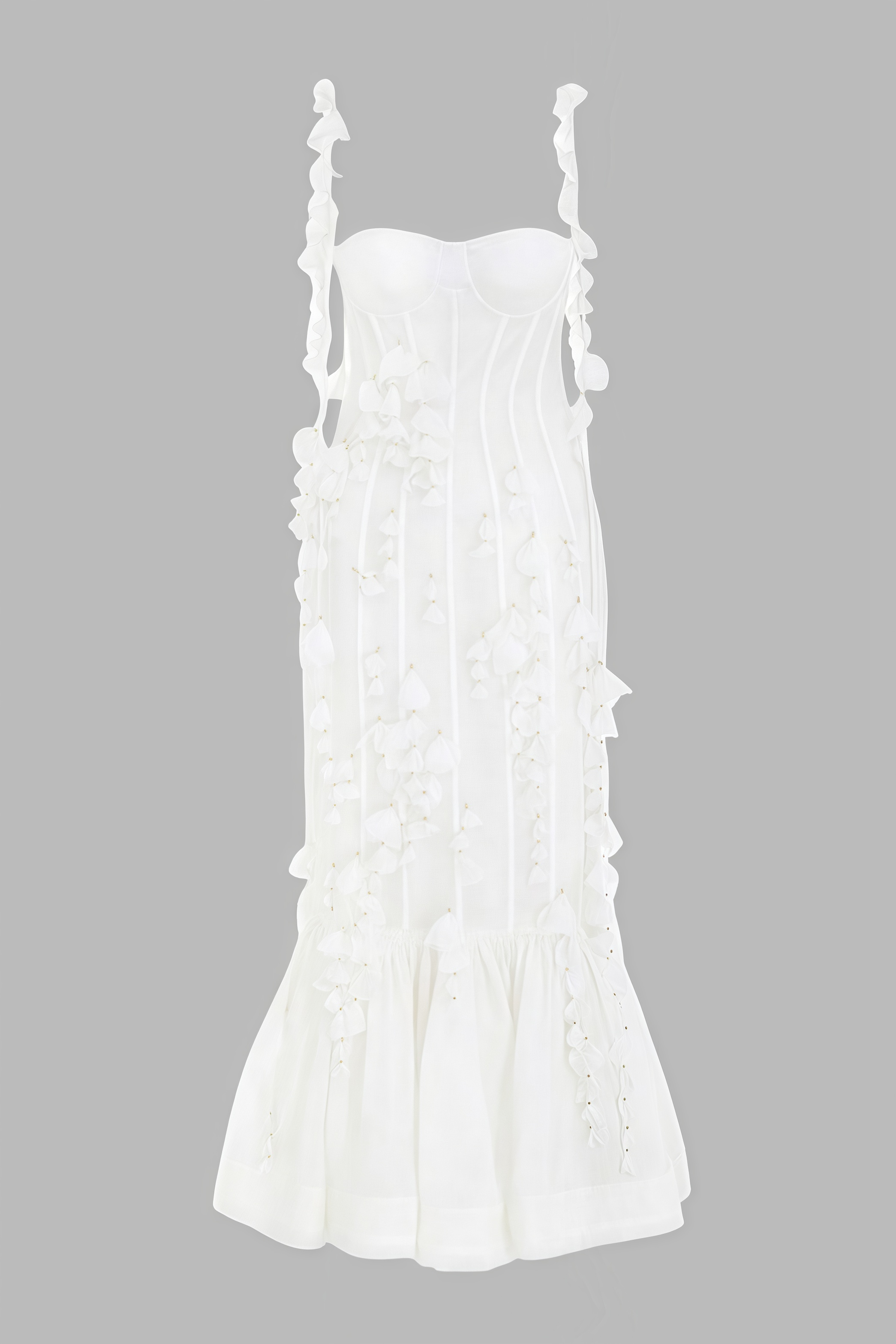 Novise Halter Fringe 3D Flower Midi Dress
