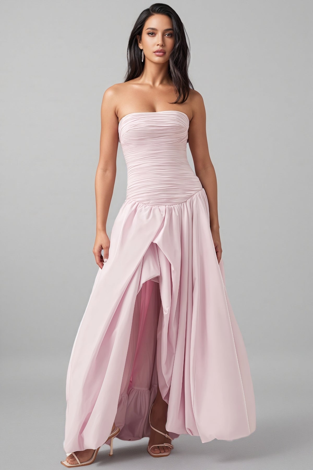 Greer Pink Bubble Trim Maxi Dress