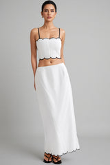 Nasim Scalloped Linen Top Maxi Dress Set