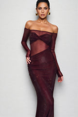 Kairo Diamante Off Shoulder Maxi Dress