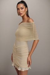 Briadk Slinky Mesh Off Shoulder Mini Dress