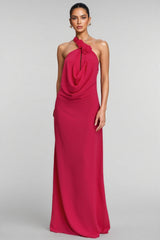 Penel Cowl Neck 3D Flower Maxi Dress