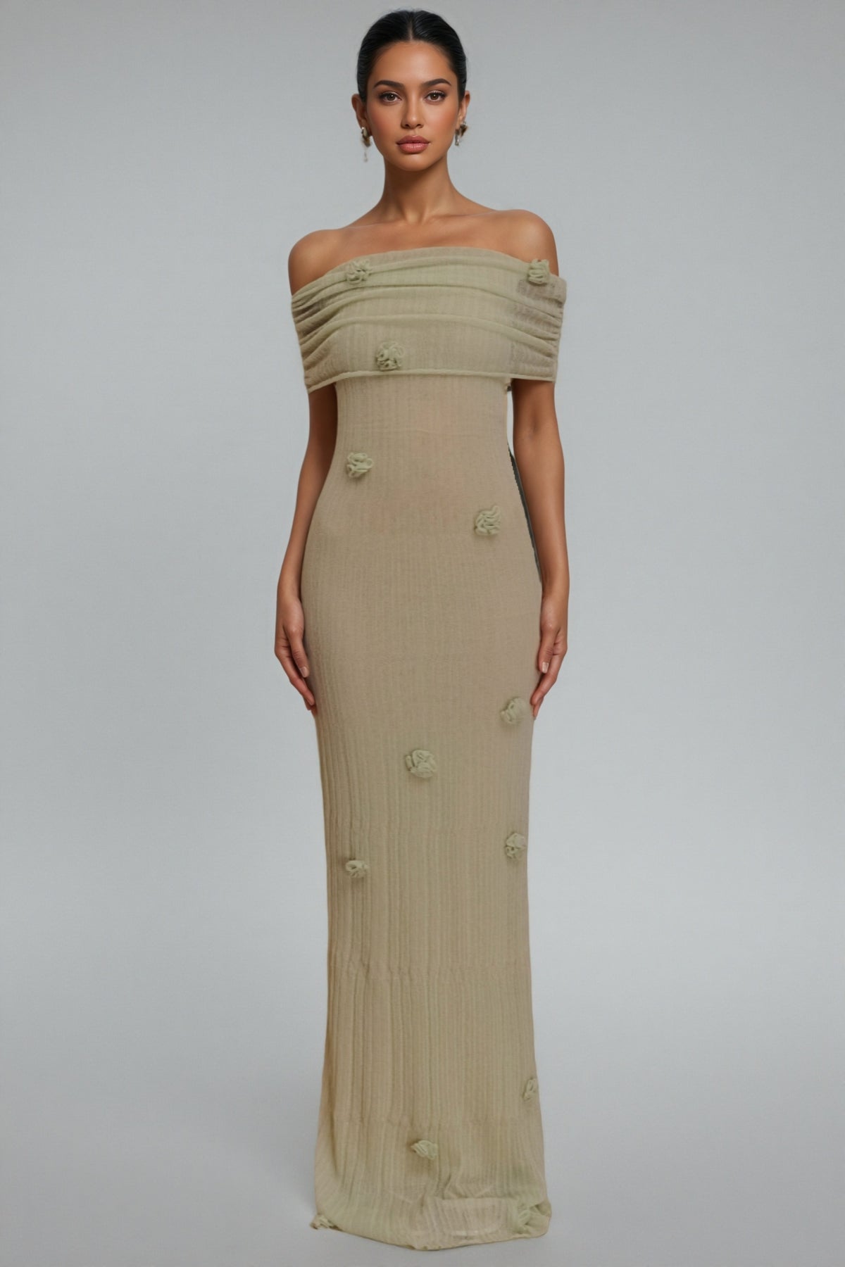 Ulrica Green Orchid Knit Maxi Dress