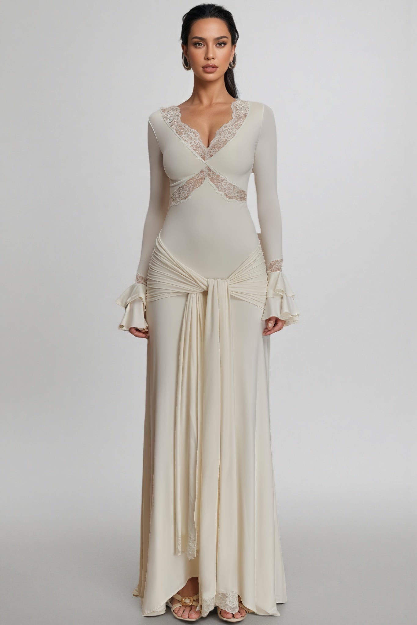 Elorat White Lace Maxi Dress