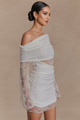 Griselda White Lace Knit Mini Dress