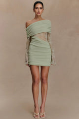 Nunna Green Lace Knit Mini Dress
