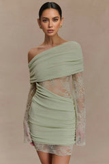 Nunna Green Lace Knit Mini Dress