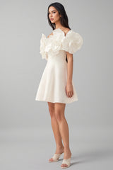 Evelyn White Oversized Floral Applique Mini Dress