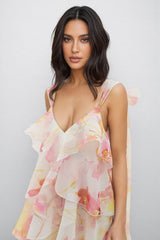 Cesca Ruffled Print Maxi Dress