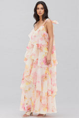Cesca Ruffled Print Maxi Dress
