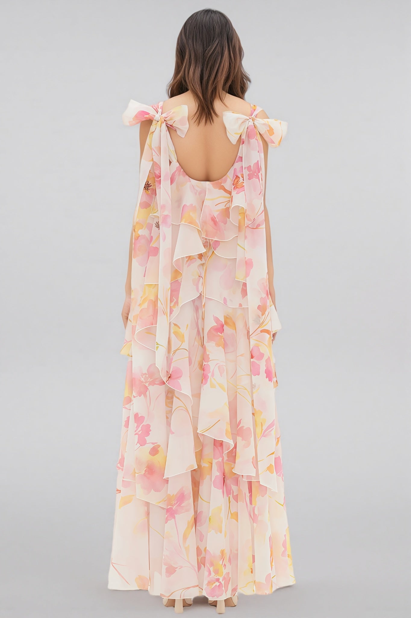 Cesca Ruffled Print Maxi Dress