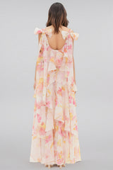 Cesca Ruffled Print Maxi Dress