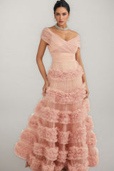 Quinly Pink Tiered Maxi Dress