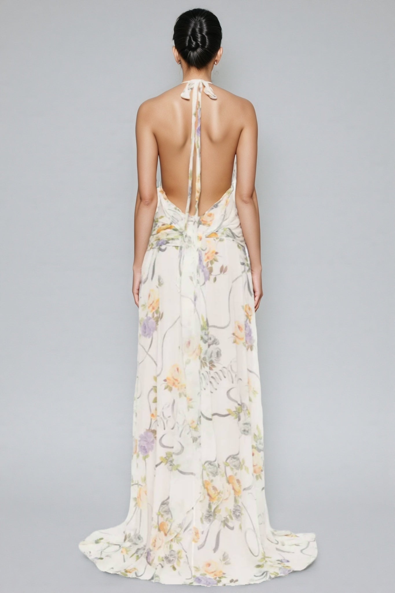 Umbek Floral Print Ruffle Maxi Dress