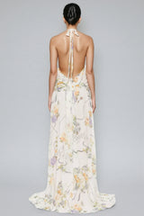 Umbek Floral Print Ruffle Maxi Dress