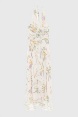 Umbek Floral Print Ruffle Maxi Dress