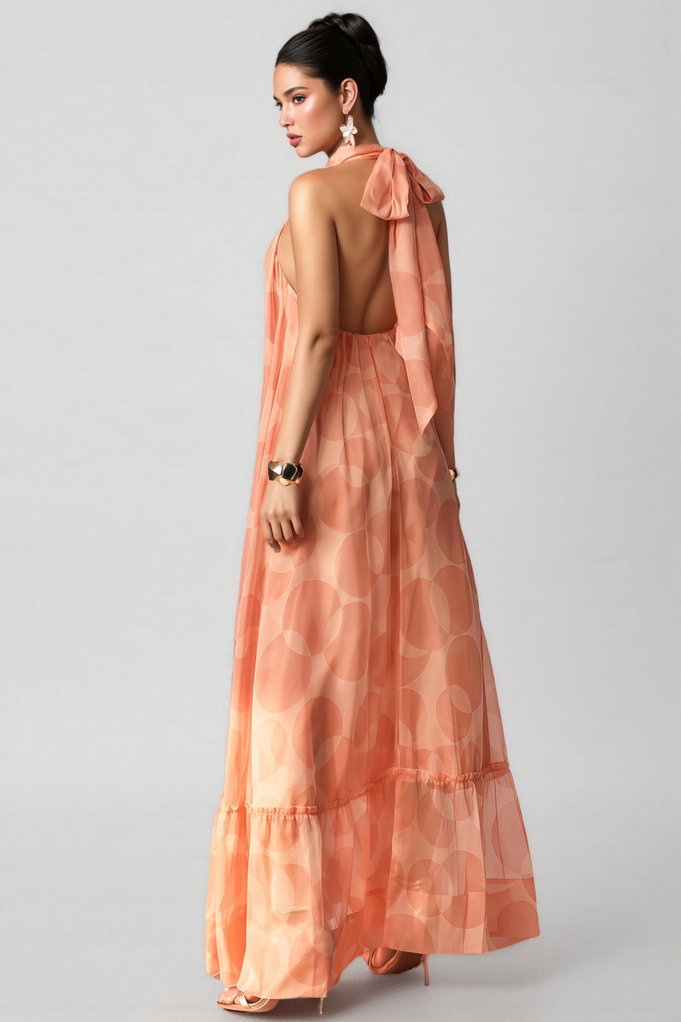 Anna Printed Halter Neck Maxi Dress