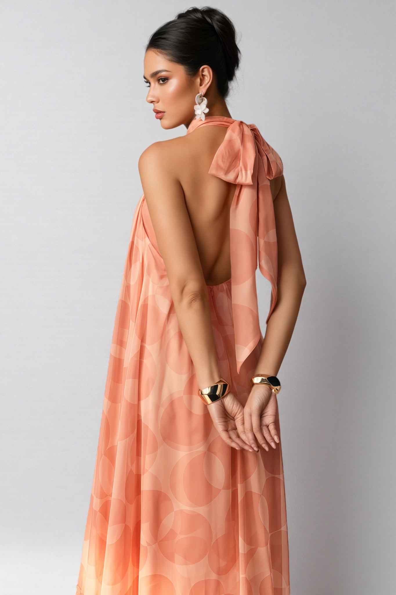 Anna Printed Halter Neck Maxi Dress