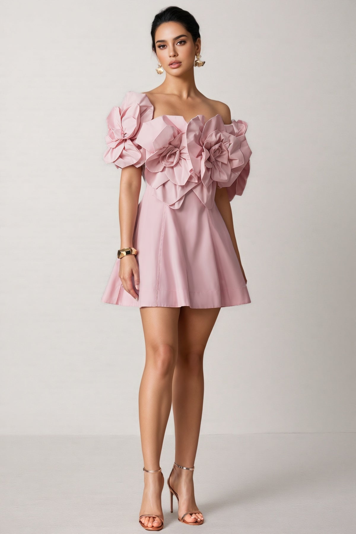 Huta Oversized Floral Applique Mini Dress