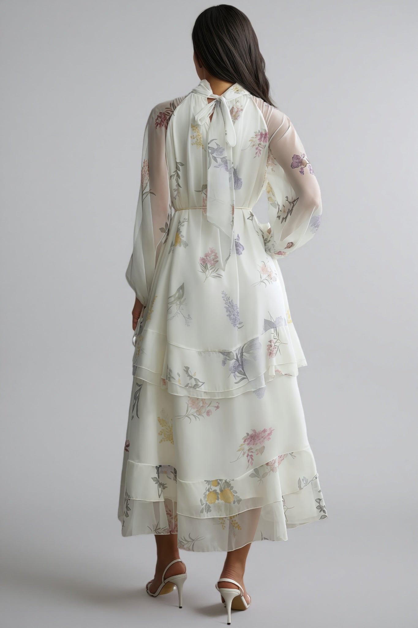 Nadim Floral Print Puff Sleeve Maxi Dress