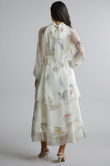 Nadim Floral Print Puff Sleeve Maxi Dress