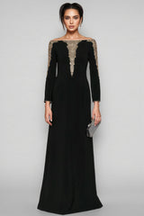 Iontk Black Beaded Diamond Mesh Maxi Dress