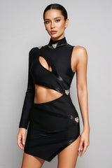 Glacial One Shoulder Cutout Mini Bandage Dress