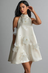Eliza Floral Applique Sleeveless Mini Dress