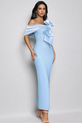 Esmed Blue Bow Split Maxi Dress