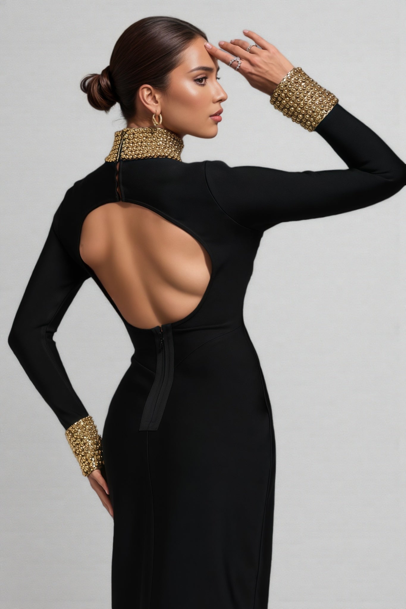 Ogaka Diamante Bandage Maxi Dress